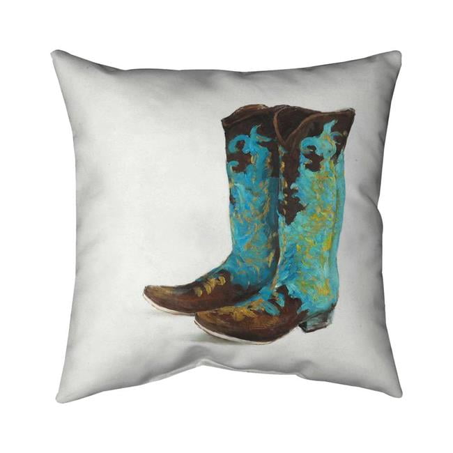 20 x 20 in. Blue Cowboy Boots-Double Sided Print Indoor Pillow