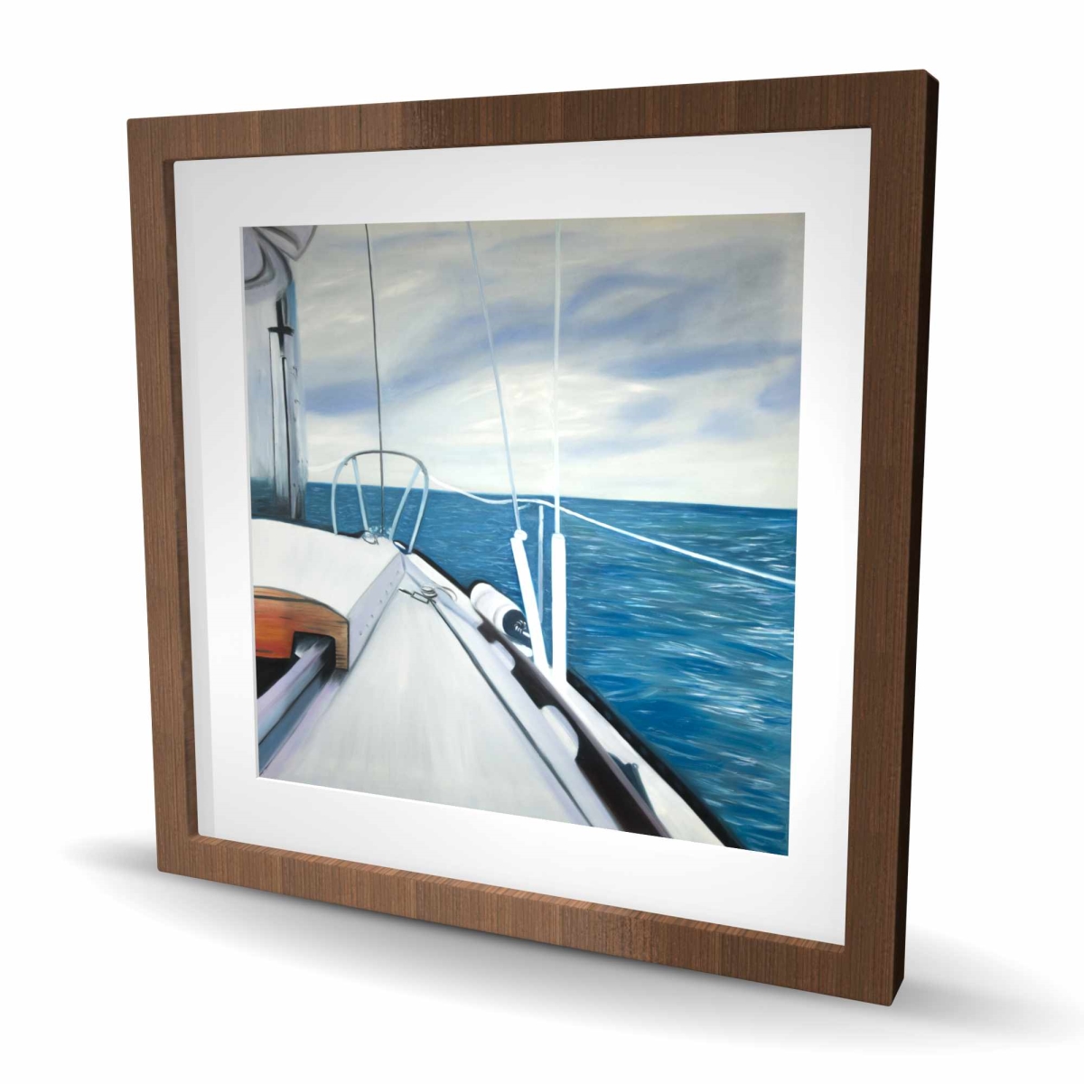C1FM2424BPN4YZ 24 x 24 in. Sail on the Water - Framed Matted Print Wall Art for Home Decor