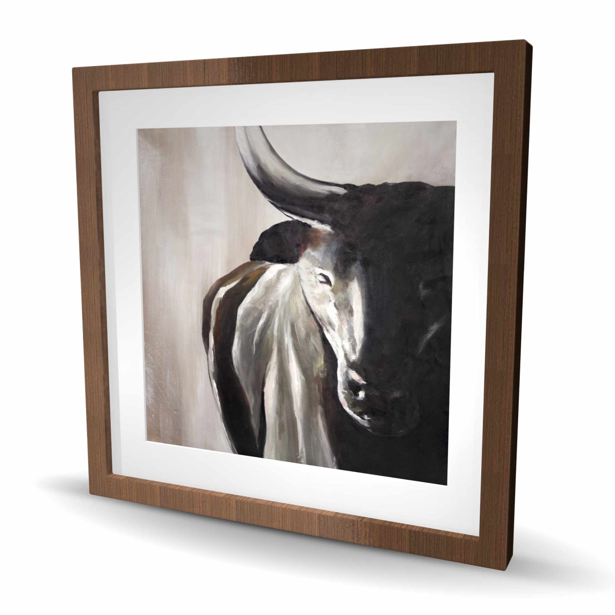 C1FM2424DVIKUH Bull Head Front View - Framed Matted Print Wall Art for Home Decor - 24 x 24 in.