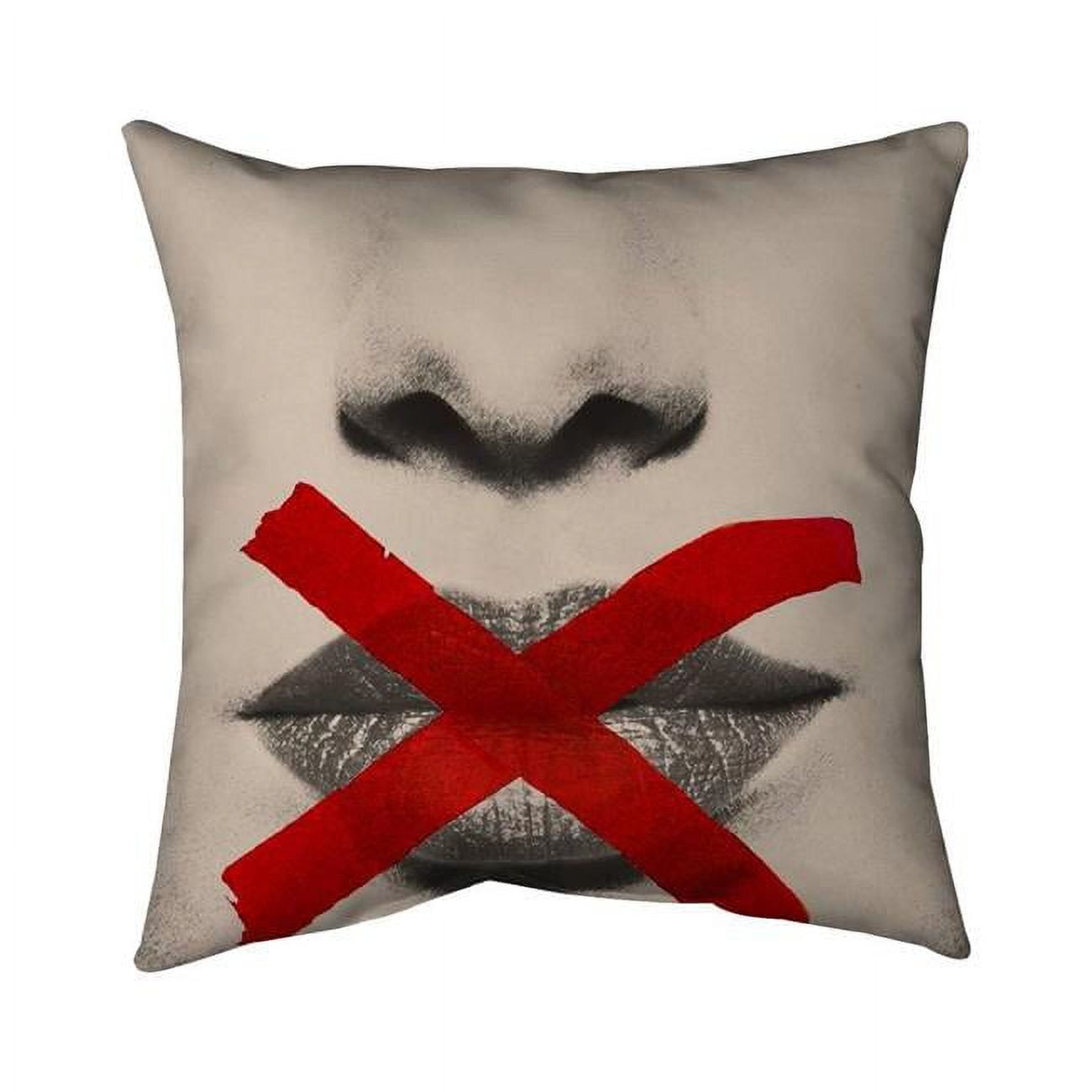 20 x 20 in. Greyscale Lips with A Red X-Double Sided Print Indoor Pillow