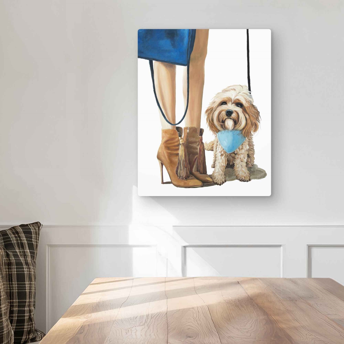 C1MP1620JZSNS6 16 x 20 in. Fashionable Cavoodle Dog Wall Art - Beige Clothes Metal Print Decor