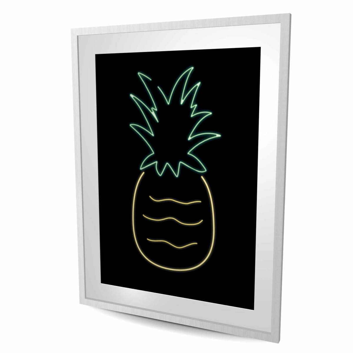 C1FM3648A3DHTV 36 x 48 in. Neon Pineapple - Framed Matted Print Wall Art - Home Decor Art