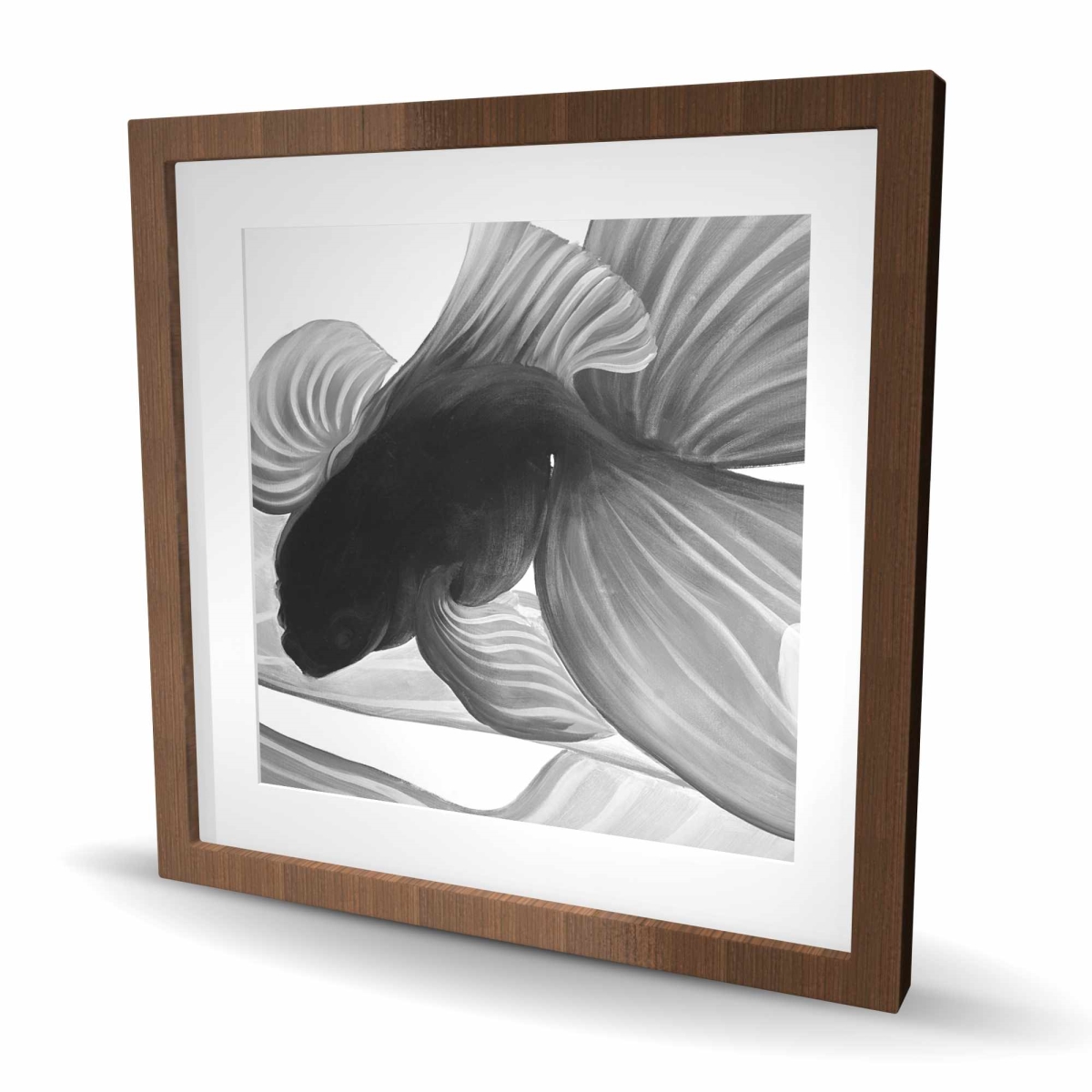 C1FM2424MABAA9 24 x 24 in. Monochrome Two Betta - White Framed Matted Print Wall Art for Decor