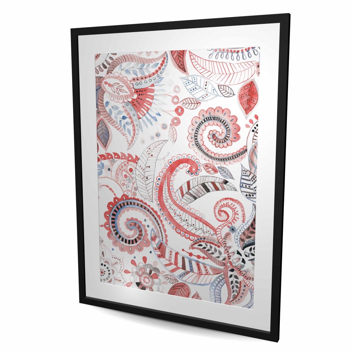 C1FM364876TTG2 36 x 48 in. Paisley Pattern Framed Matted Print Wall Art - Home Decor Art