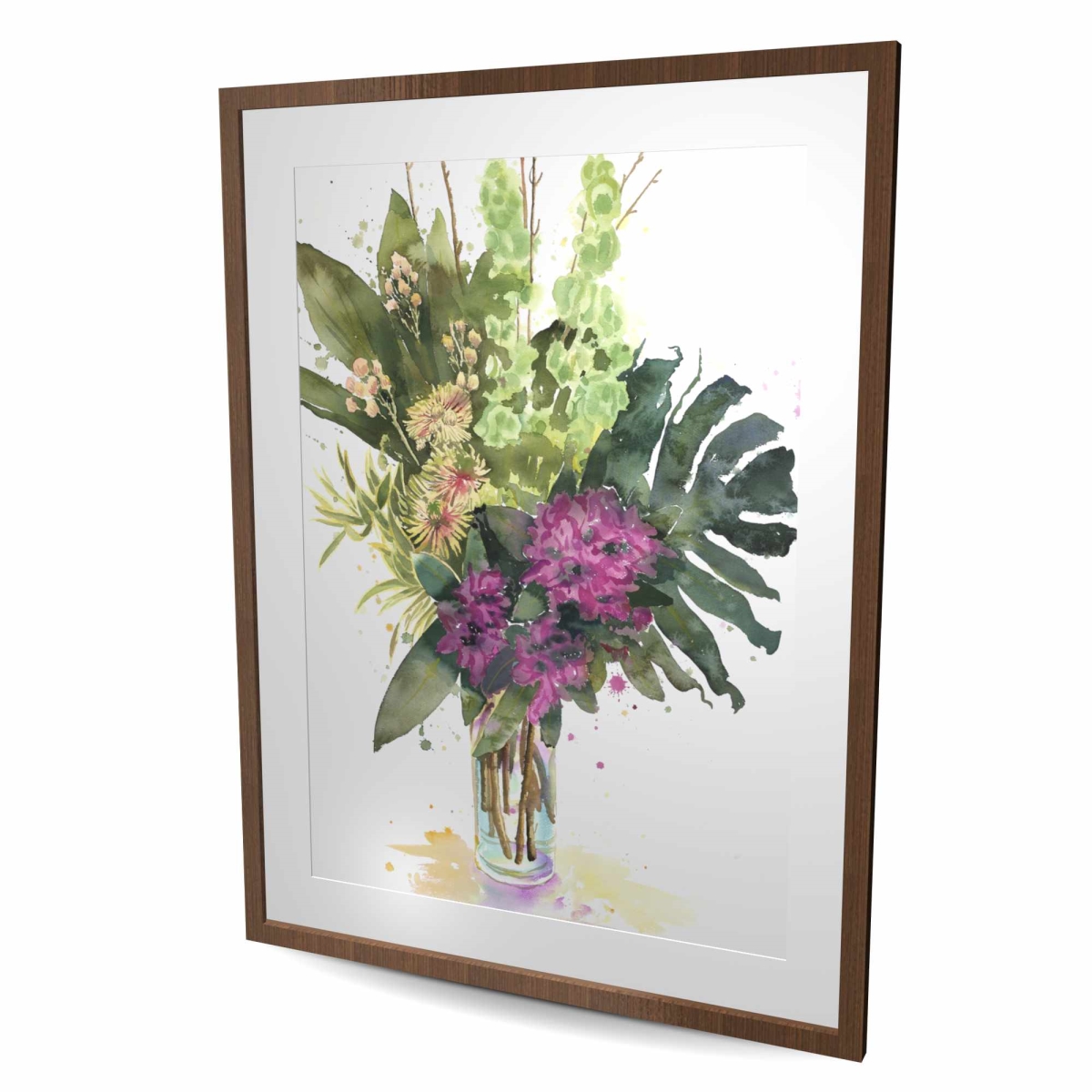 C1FM364886R3PC 36 x 48 in. Tropical Flower Assemblage Wall Art - Framed Botanical Art Print