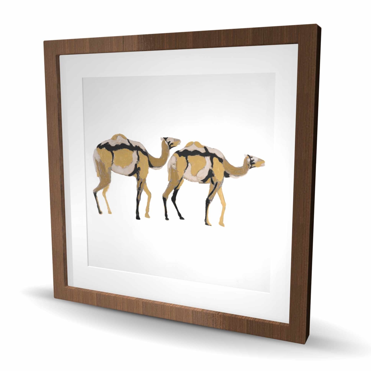C1FM2424SR2LMX 24 x 24 in. Two Abstract Dromadars - Framed Matted Print Wall Art - Home Decor
