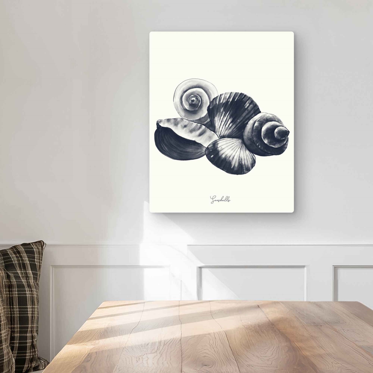C1MP1620P8QT02 16 x 20 in. Blue Seaside Shells Wall Art - Coastal Beige Metal Print