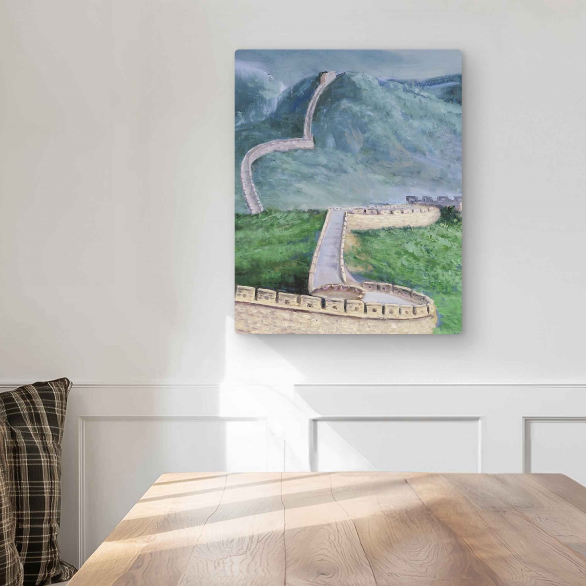 C1MP1620PNVM76 16 x 20 in. Great Wall of China Wall Art - Blue Contemporary Metal Print Decor
