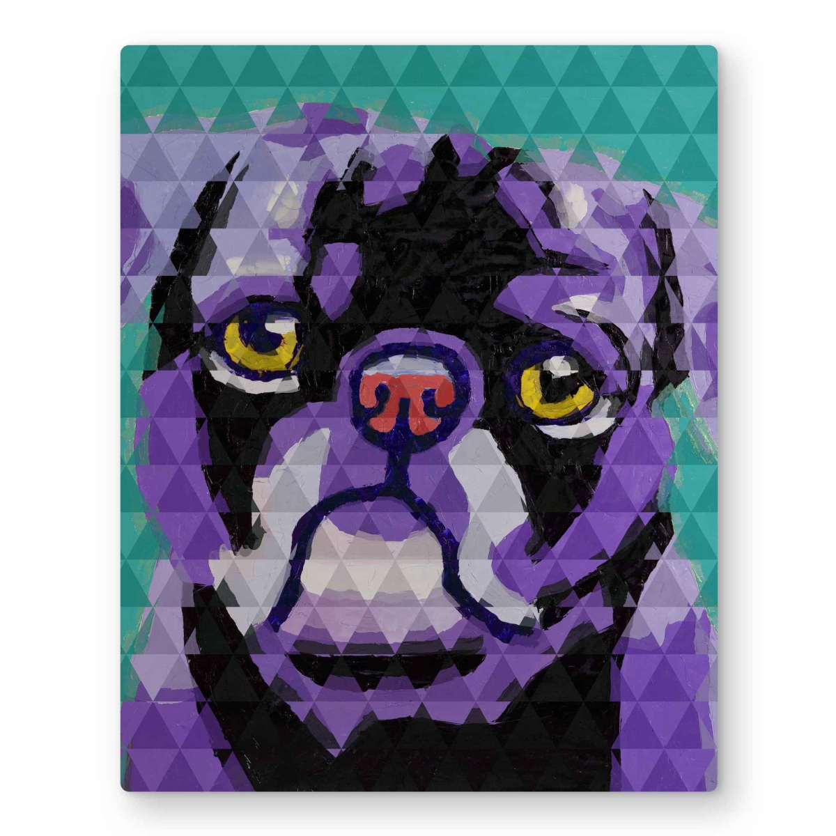 C1MP1620PPFVVR 16 x 20 in. Geometric Pug - Retro Purple Metal Print Wall Art for Home Decor