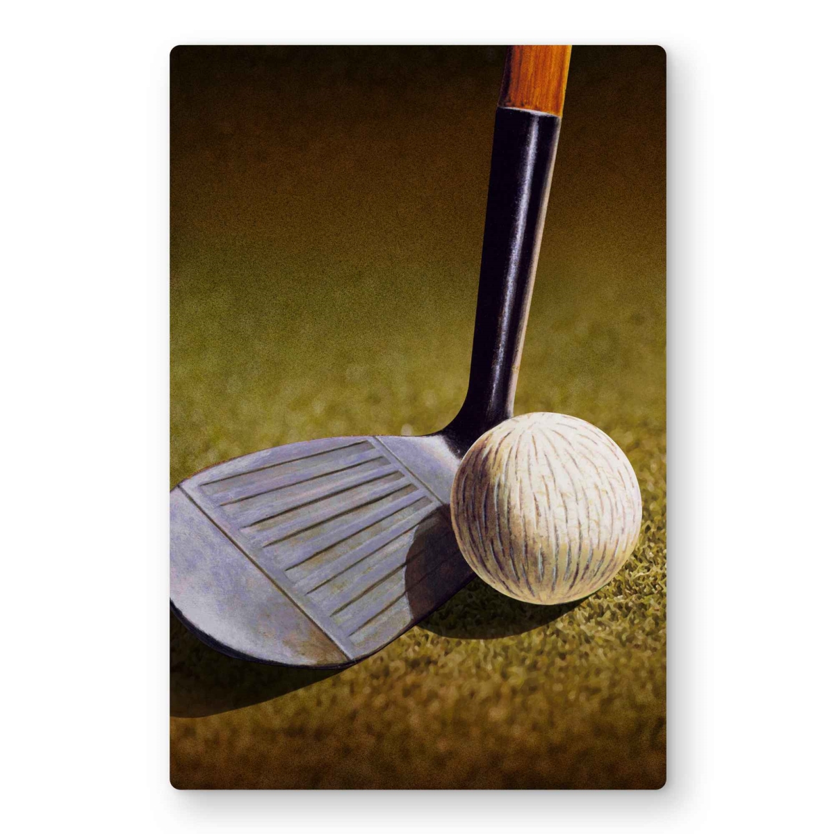 C1MP1218RZNZZK 12 x 18 in. Green Man Cave Metal Print Wall Art - Closeup of Golf Club Decor