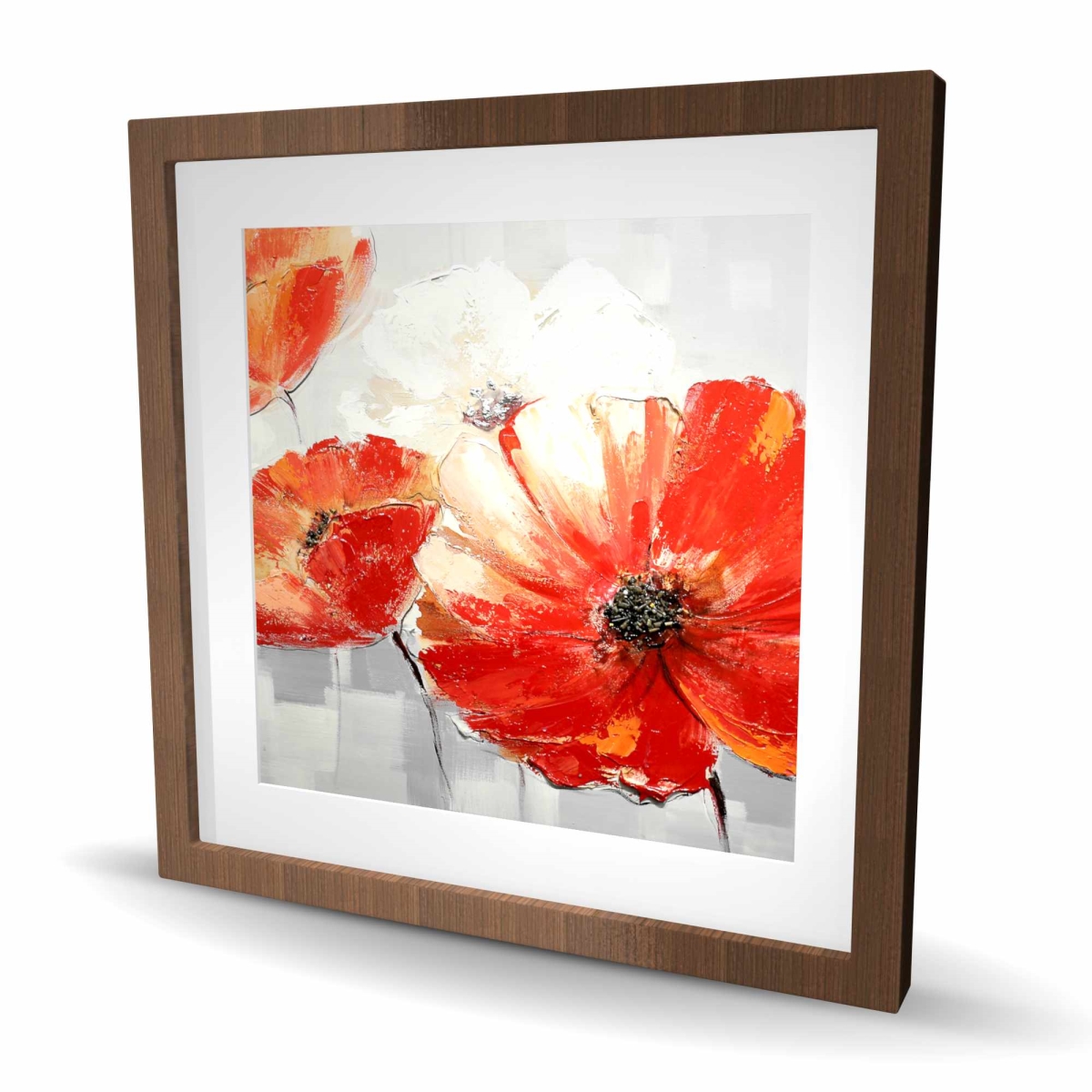 C1FM2424XLGAOG 24 x 24 in. Abstract Red Wild Flowers - Orange Livingroom Framed Print Wall Art