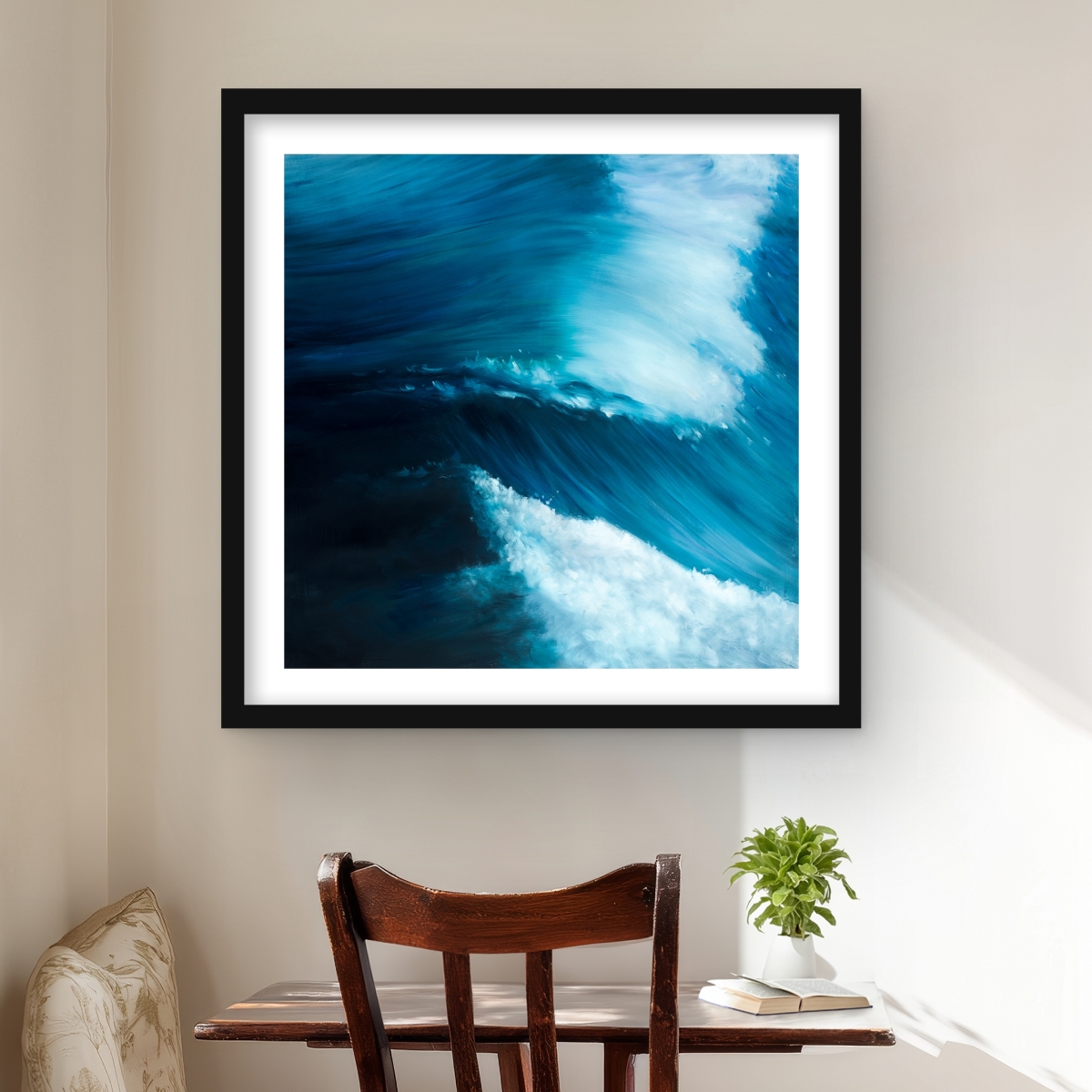 C1FM2424Y2B05D 24 x 24 in. Unleashed Sea - Framed Matted Print Wall Art for Bathroom Decor