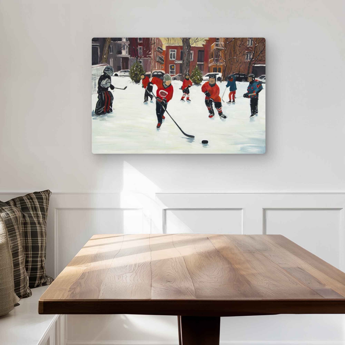 C1MP20309ZEF3A 20 x 30 in. Young Hockey Players - Seasons Snow Metal Print Wall Art for Decor