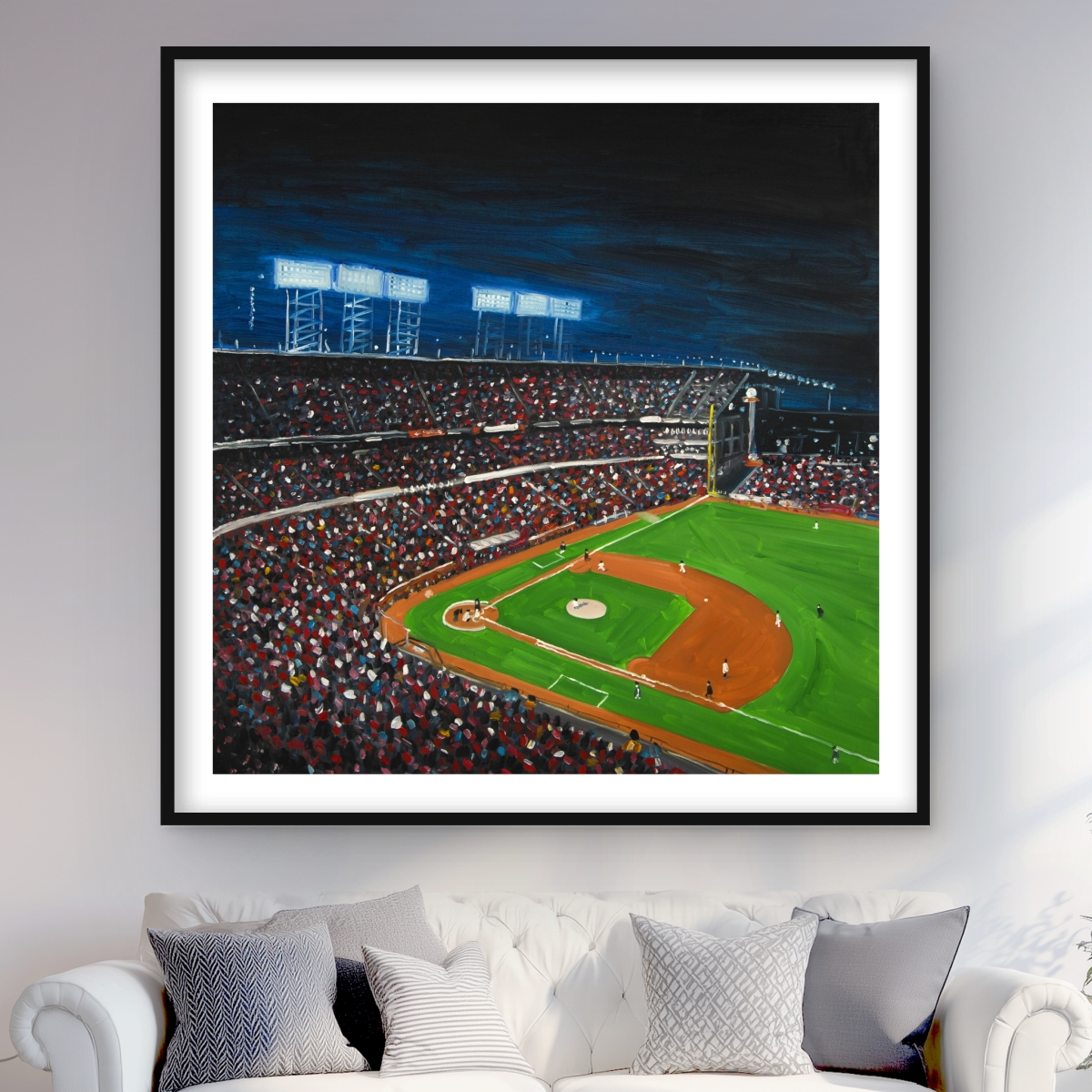 C1FM4848CBYZ08 48 x 48 in. Baseball Game - Contemporary Framed Matted Print Wall Art for Decor
