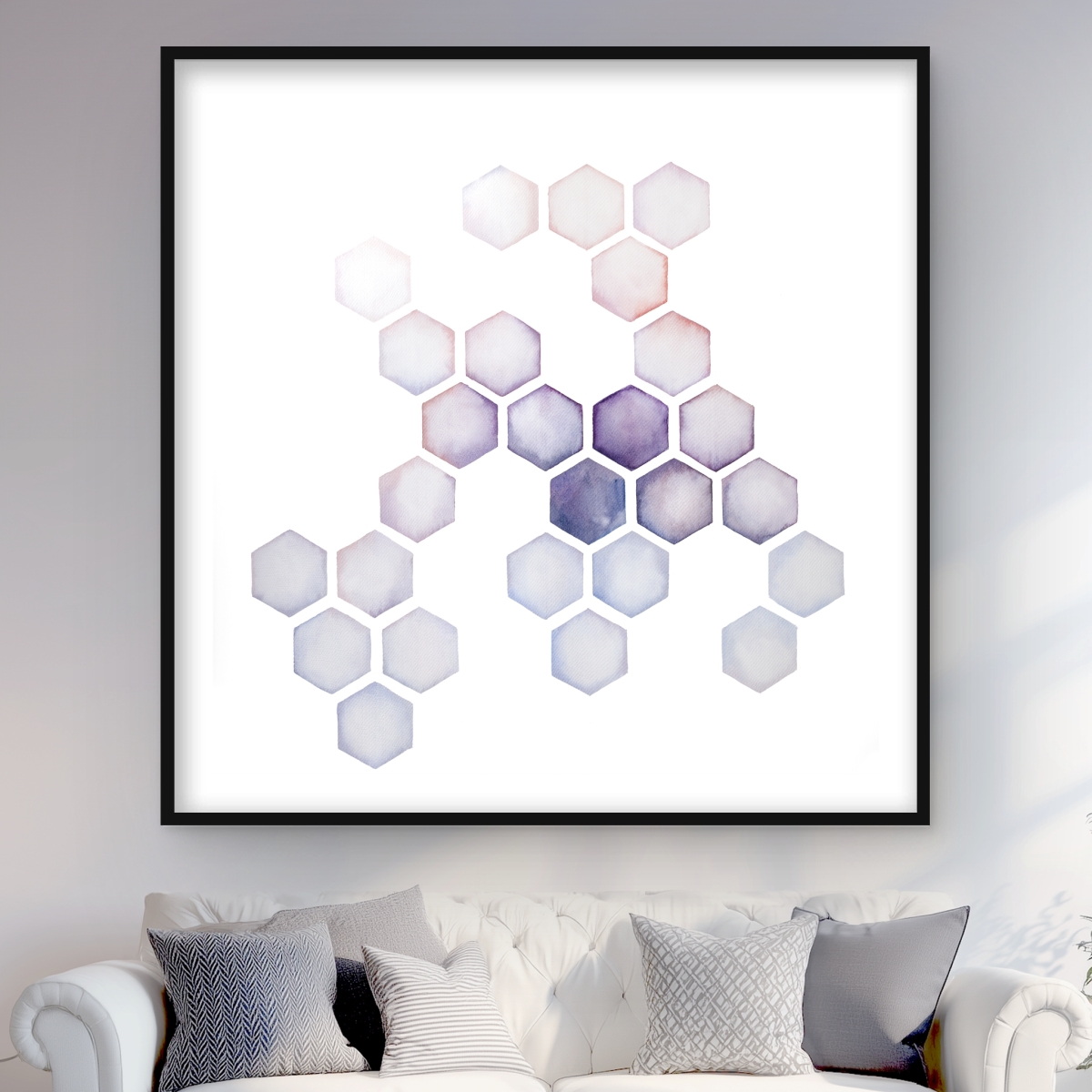 C1FM4848APTR7A 48 x 48 in. Alveoli Patterns Bedroom Framed Matted Print Wall Art - Home Decor