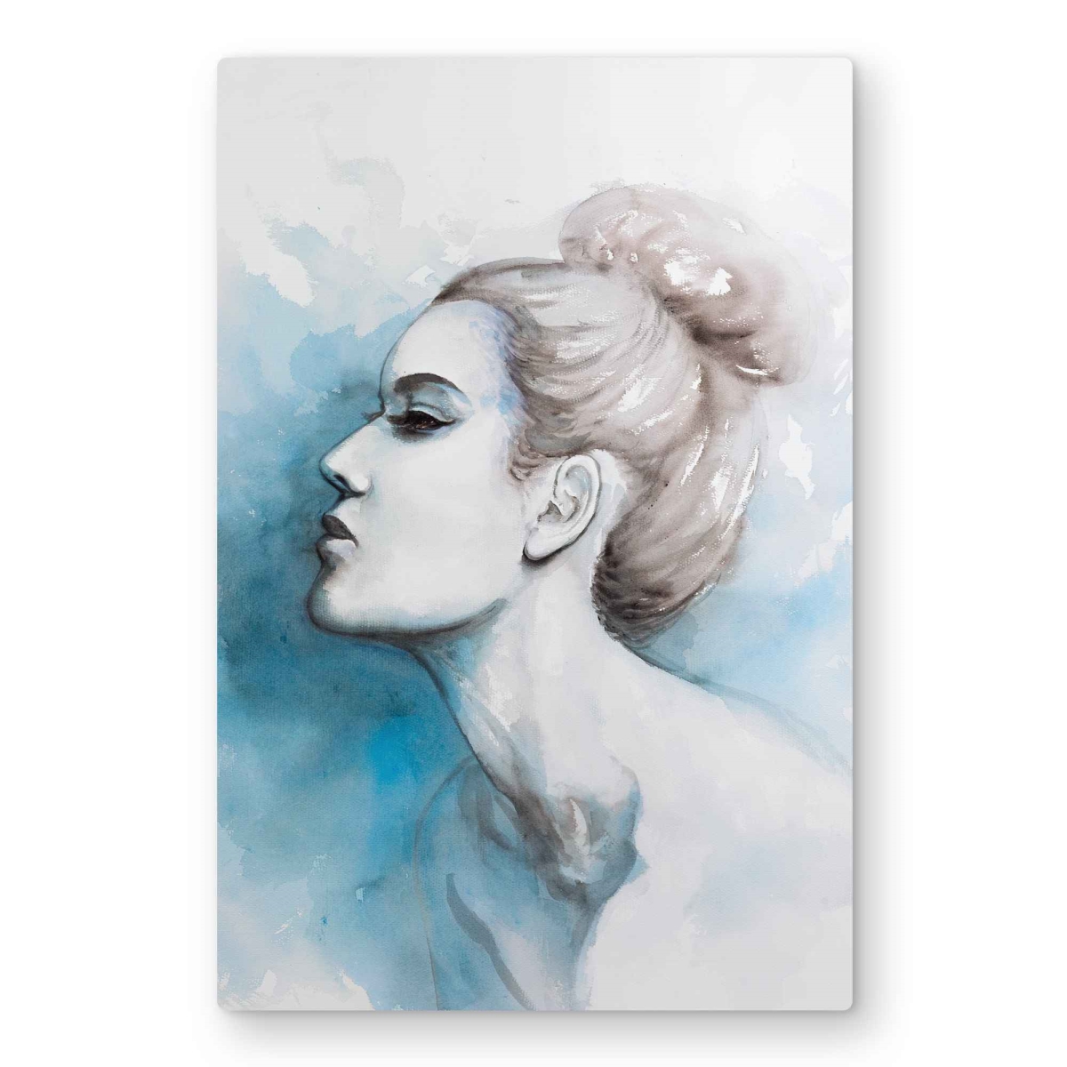 C1MP2030APWOPW 20 x 30 in. Watercolor Abstract Girl Profile View Wall Art - Blue Metal Print