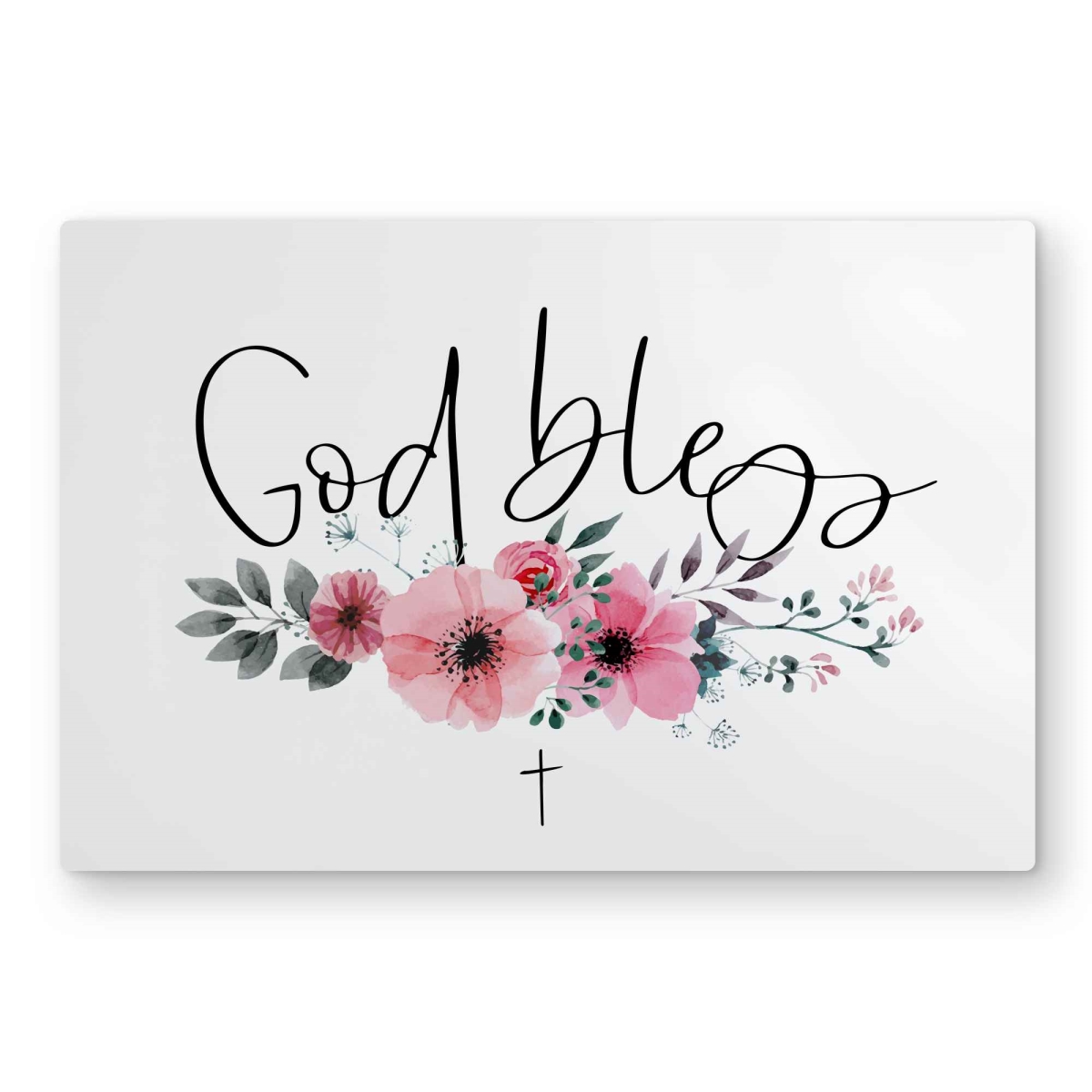C1MP2030AZW1RN 20 x 30 in. God Bless - Bedroom Flowers Metal Print Wall Art - Home Decor Accent