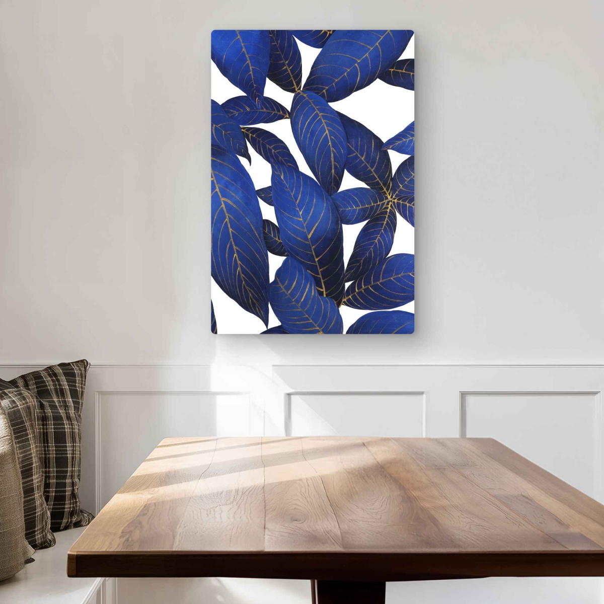 C1MP2030BN2OWS 20 x 30 in. Abstract Modern Blue Leaves Wall Art - Floral Metal Print