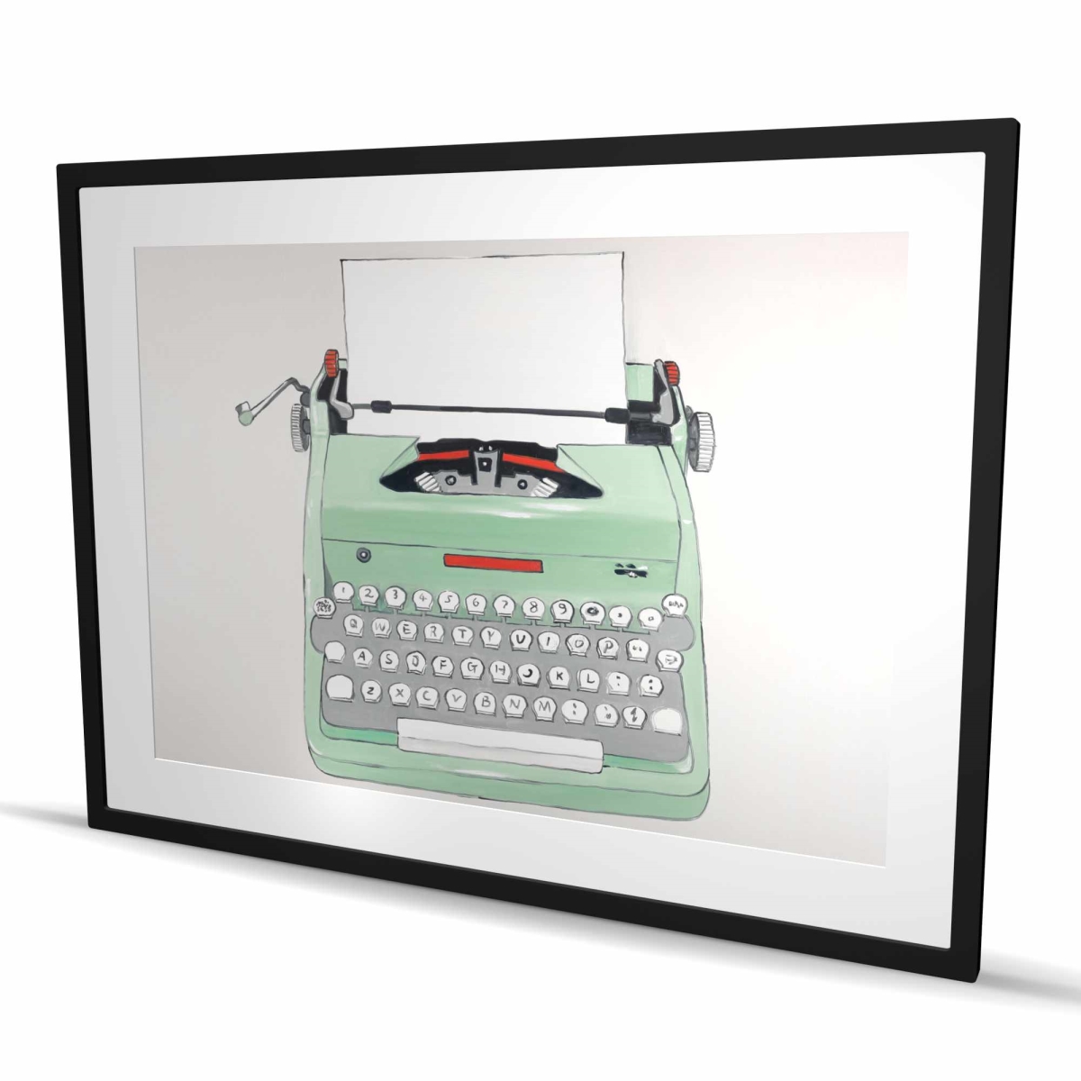 C1FM36482NISWP 36 x 48 in. Mint Typewriter - Retro Framed Matted Print Wall Art for Home Decor