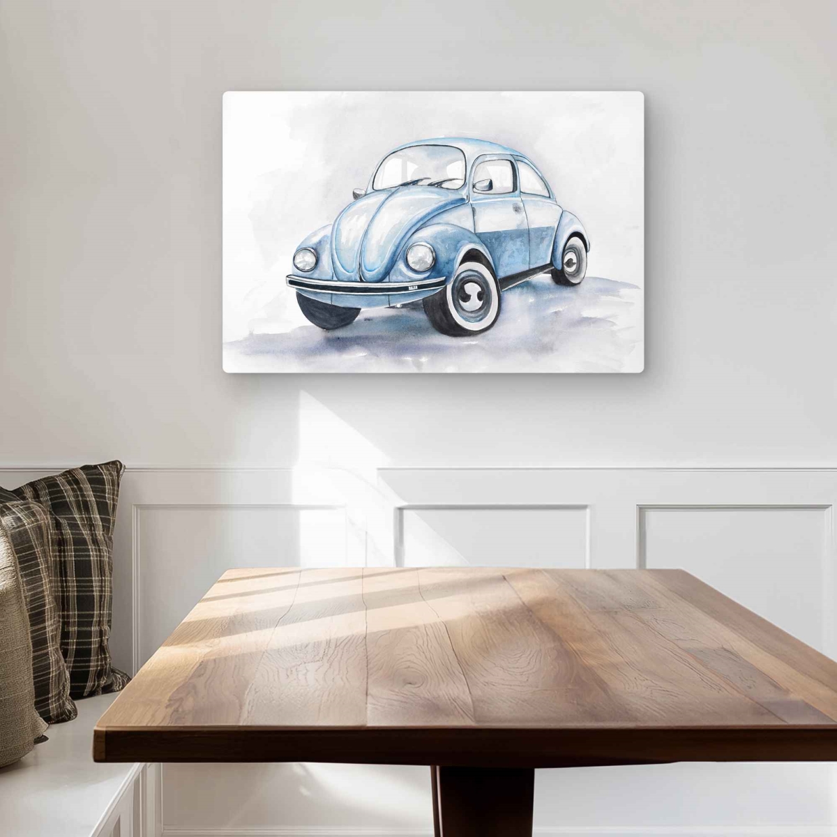C1MP2030F0B083 20 x 30 in. Beetle Blue Car Metal Print Wall Art - Unique Home Decor Artwork
