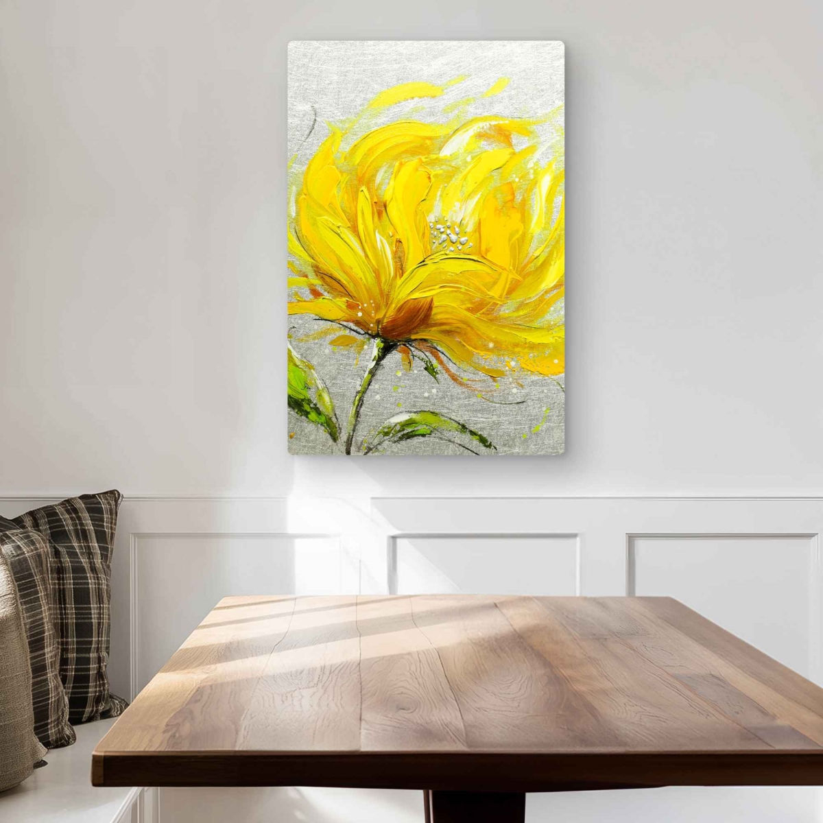 C1MP2030FJDMPI 20 x 30 in. Yellow Fluffy Flower Wall Art - Contemporary Floral Metal Print Decor