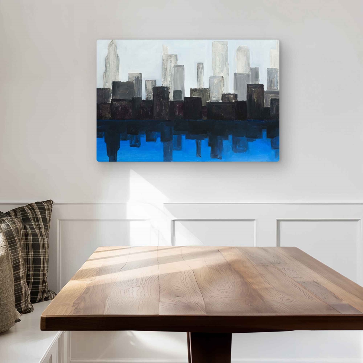 C1MP2030FNG0OP 20 x 30 in. Blue City - Gray Metal Print Wall Art for Living Room Decor