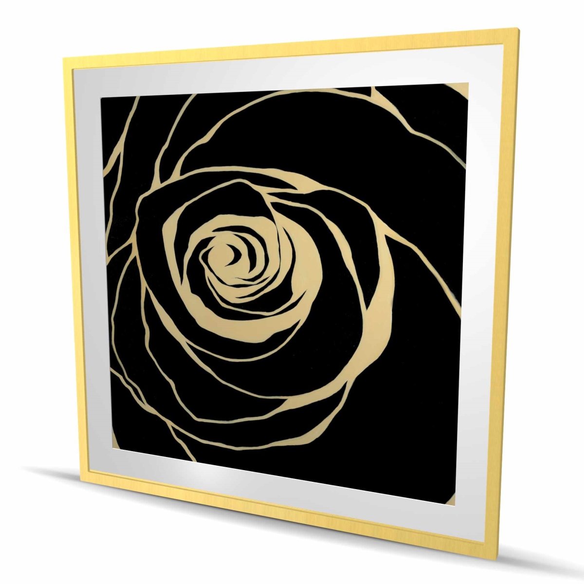 C1FM48487T7E11 48 x 48 in. Black Rose - Romantic Framed Matted Print Wall Art - Home Decor