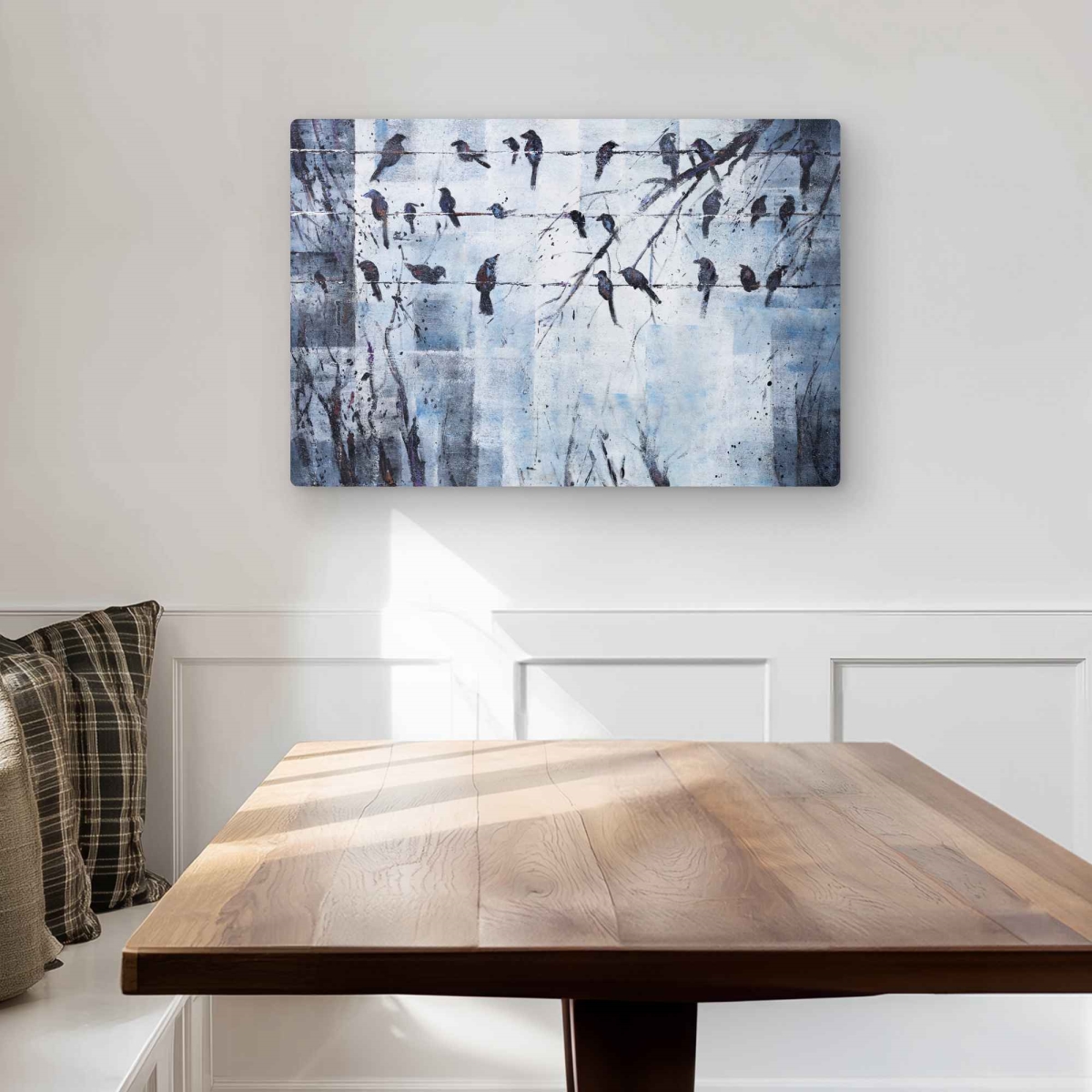 C1MP2030KALJX1 20 x 30 in. Abstract Birds On Electric Wire Wall Art - Industrial Animals Metal Print
