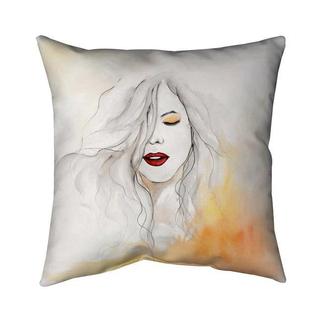 20 x 20 in. Woman with Red Lips-Double Sided Print Indoor Pillow