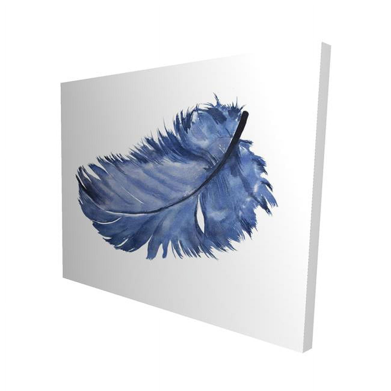 8 x 10 in. Watercolor Blue Feather-Print on Canvas