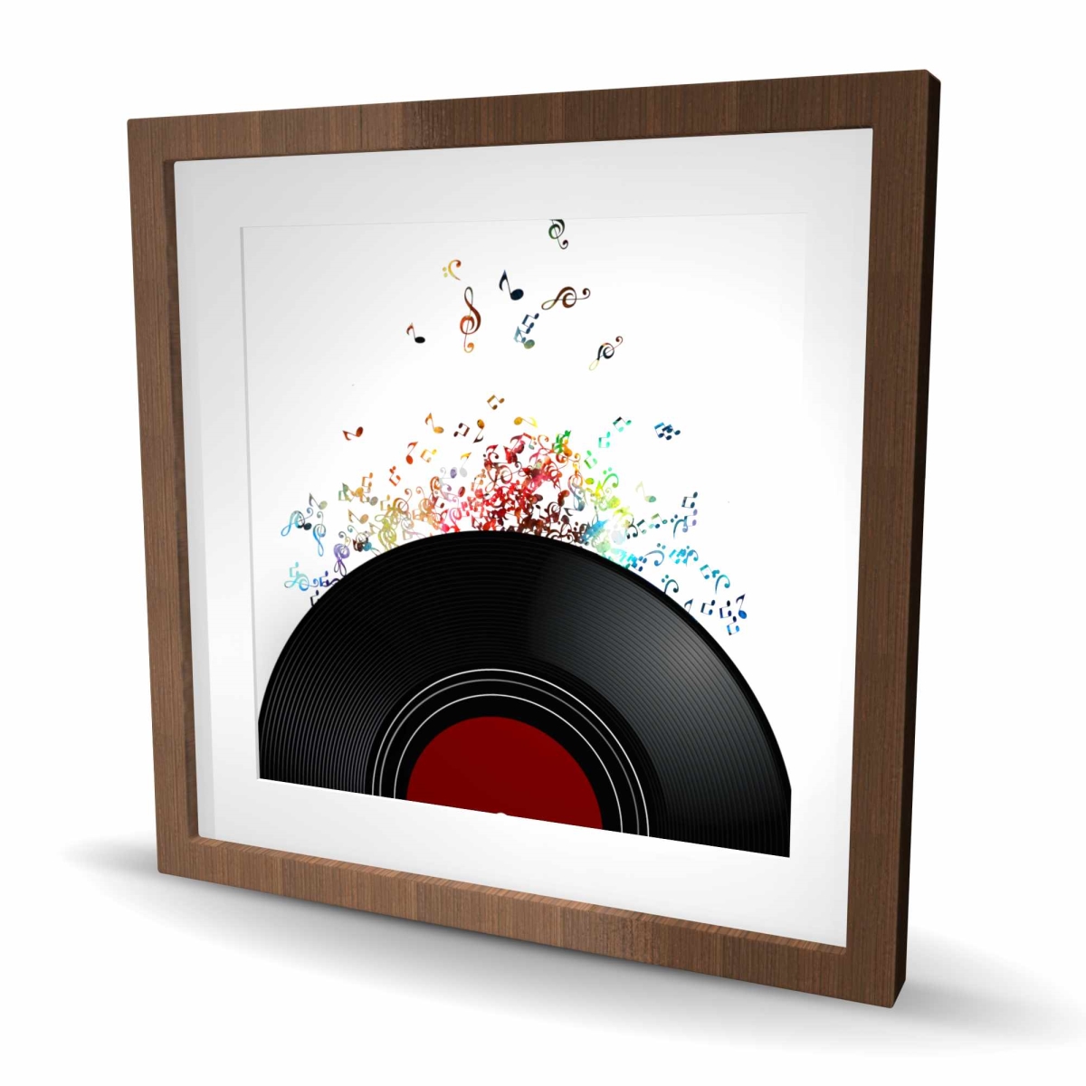 C1FM2424MAMYYP 24 x 24 in. Notes Escaping From A Vinyl Record - Framed Matted Print Wall Art