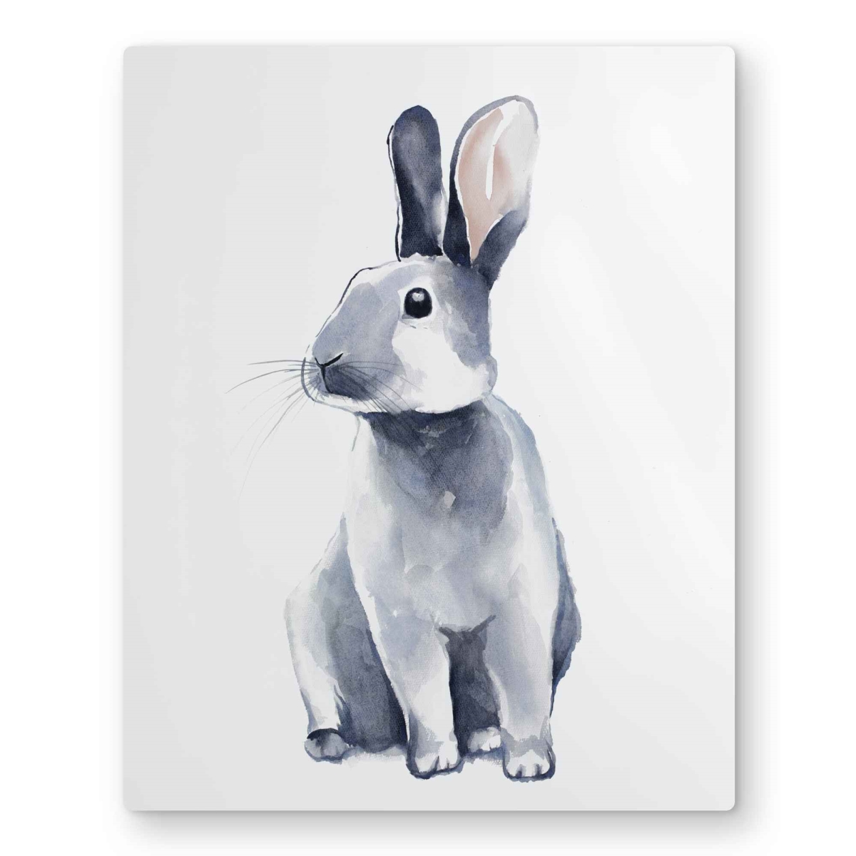 C1MP1620JA6BYB 16 x 20 in. Gray Curious Rabbit Wall Art - Illustrative Metal Print