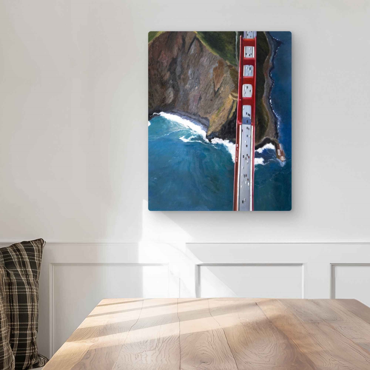 C1MP1620JBXWWL 16 x 20 in. Overhead View of Golden Gate Wall Art - Industrial Sea Metal Print