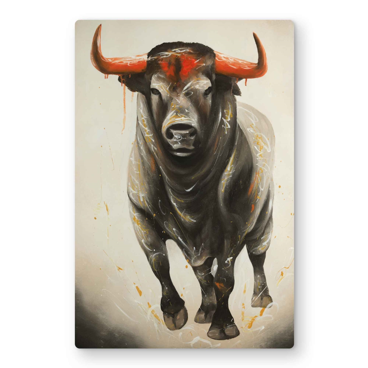 C1MP1218GNMKNR 12 x 18 in. Fierce Bull - Metal Print Wall Art for Man Cave Home Decor