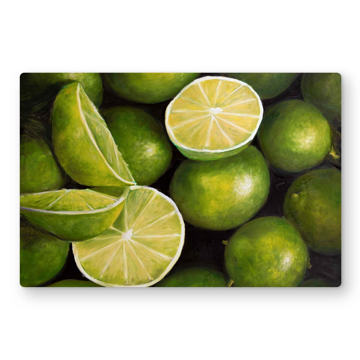 C1MP1218GO9YVL 12 x 18 in. Basket of Limes Wall Art - Green Still Life Metal Print