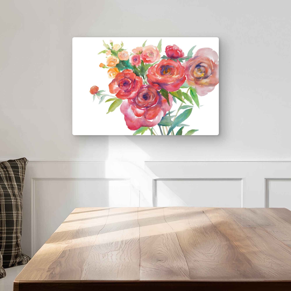 C1MP1218HWCYV3 12 x 18 in. Watercolor Bouquet of Flowers Wall Art - Scandinavian Metal Print