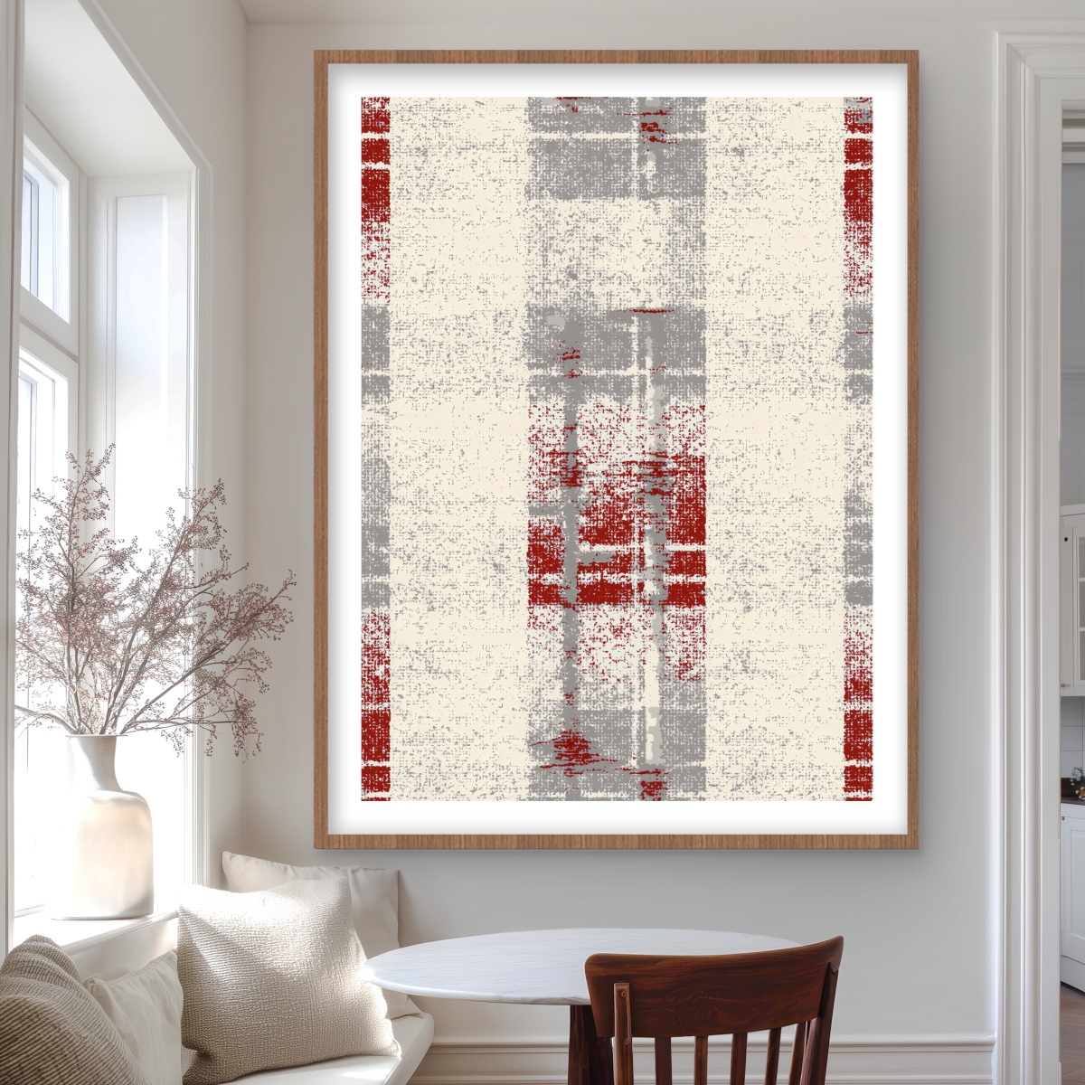 C1FM36481ZCA43 36 x 48 in. Grunge Red Pattern - Blue Framed Matted Print Wall Art - Home Decor