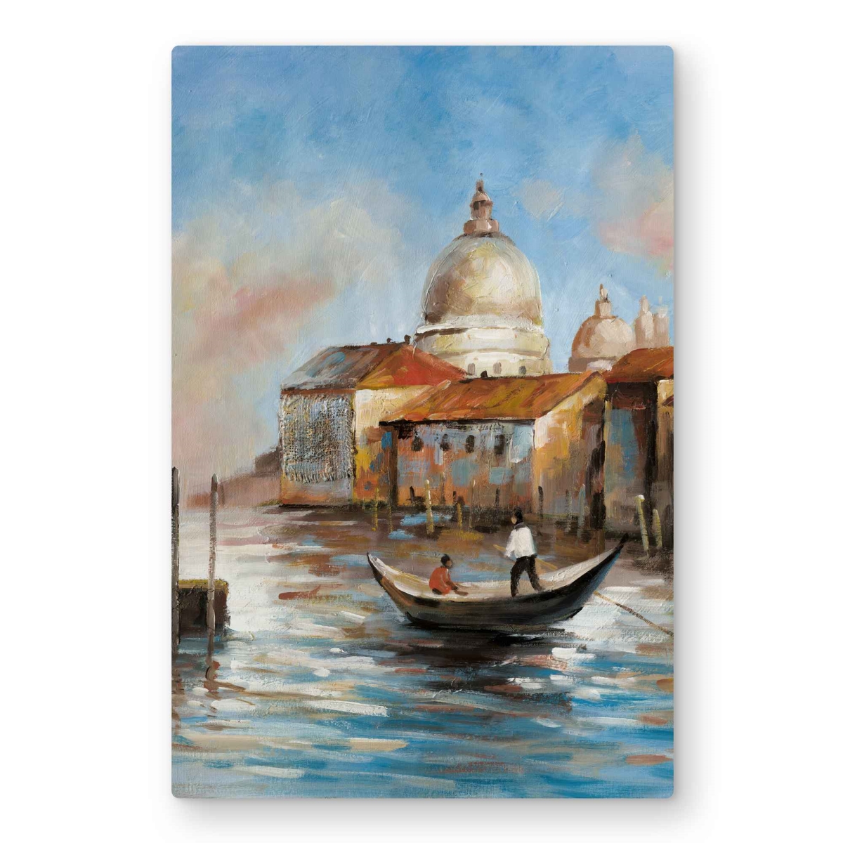 C1MP20301929AP 20 x 30 in. Two Europeans On A Gondola Wall Art - Cities Orange Metal Print Decor