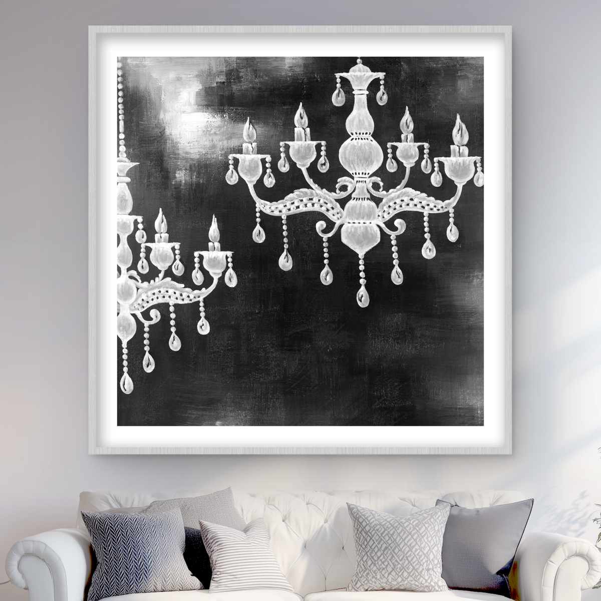 C1FM48484JUWAX 48 x 48 in. White Chandeliers - Kitchen Object Framed Print Wall Art - Home Decor