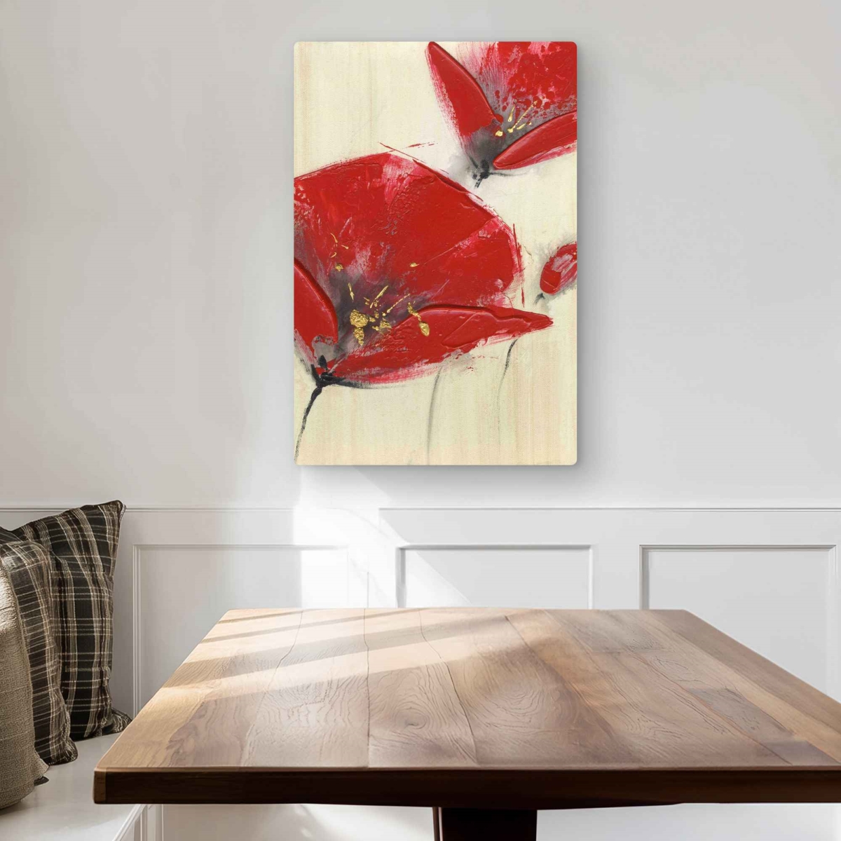 C1MP20305RYQM6 20 x 30 in. Three Red Flowers with Texture Wall Art - Contemporary Metal Print