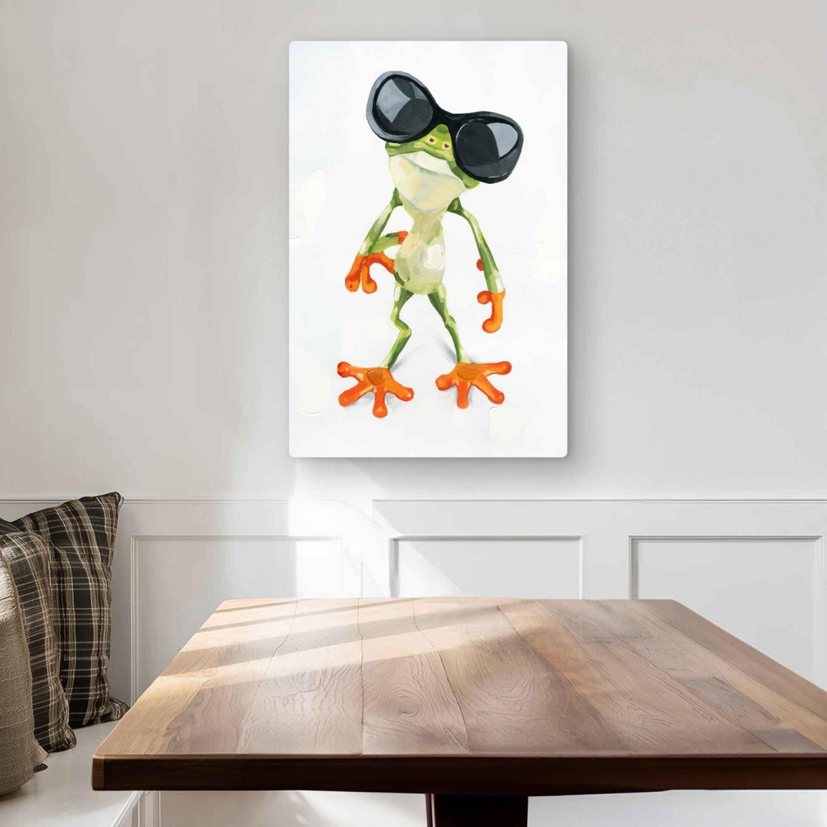 C1MP203064AG9N 20 x 30 in. Funny Frog with Sunglasses Wall Art - Orange Bedroom Metal Print
