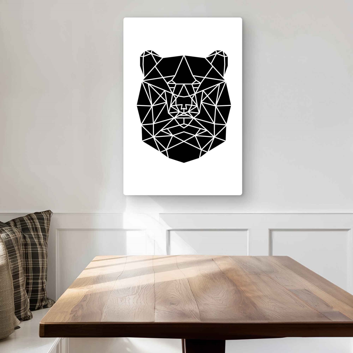 C1MP20306JTRDH 20 x 30 in. Geometric Bear Head Wall Art - Black Animals Metal Print