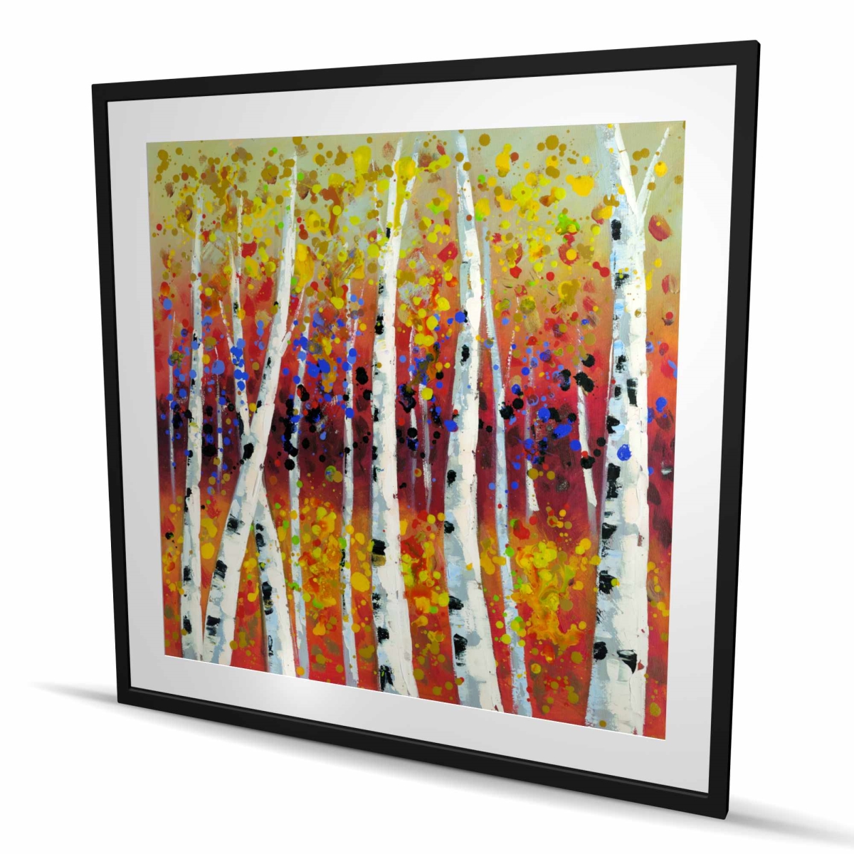 C1FM48480Q4EXU 48 x 48 in. Colored Birches - Framed Matted Print Wall Art for Bedroom Decor
