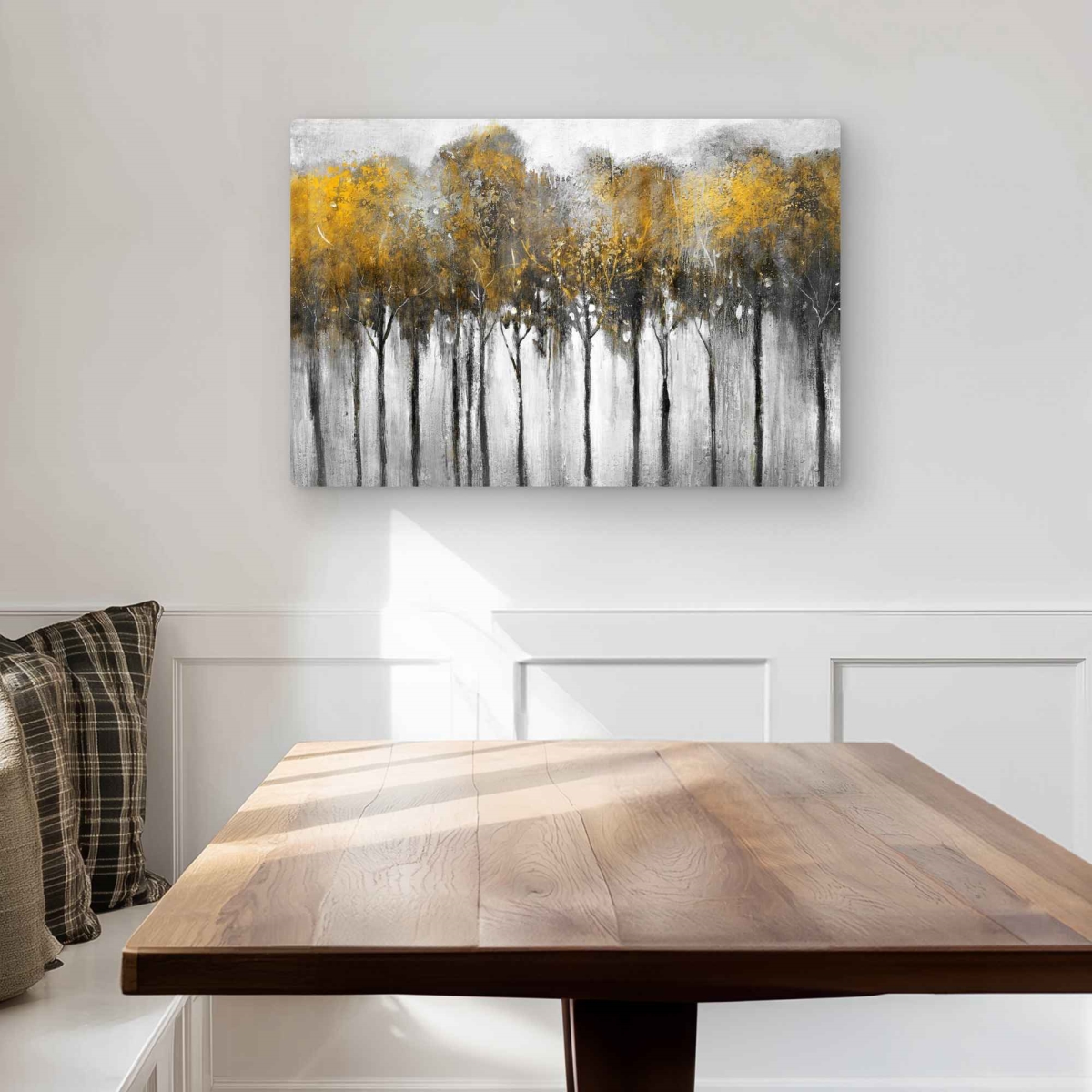 C1MP2030EUMFC3 20 x 30 in. Abstract Yellow Forest Wall Art - Trees Landscapes Metal Print Decor