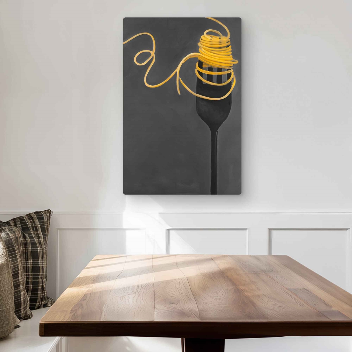 C1MP2030I420L9 20 x 30 in. Spaghetti Pasta Around A Fork Wall Art - Contemporary Metal Print