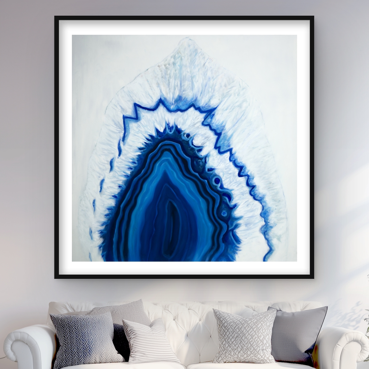 C1FM4848O08Q71 48 x 48 in. Agate Geode Slice - Framed Matted Print Wall Art for Home Decor
