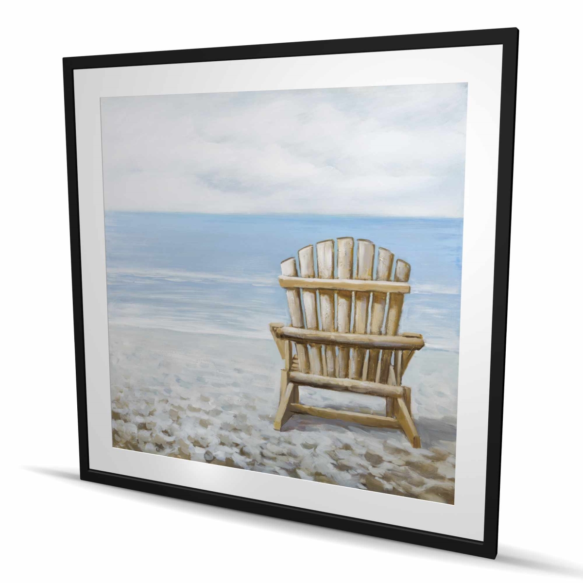 C1FM4848O4TWXE 48 x 48 in. Wood Beach Chair - Brown Framed Matted Print Wall Art for Home Decor