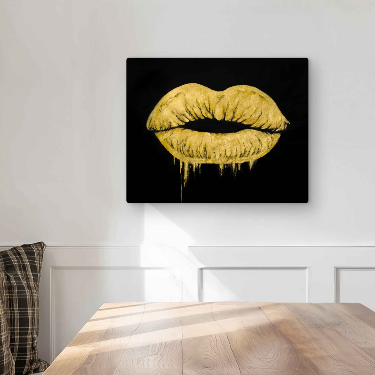 C1MP162072S2HC 16 x 20 in. Golden Lips - Pop Art Metal Print Wall Art - Stylish