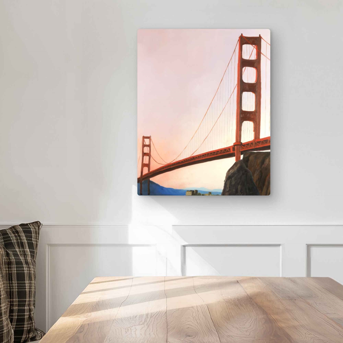 C1MP1620HOGH63 16 x 20 in. Sunset on the Golden Gate Bridge Wall Art - Pink Metal Print Decor