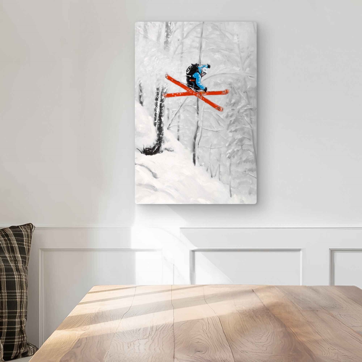 C1MP1218H9B9GX 12 x 18 in. Man Cave Snow Metal Print Wall Art - Skiing In Steep Offpiste Terrain